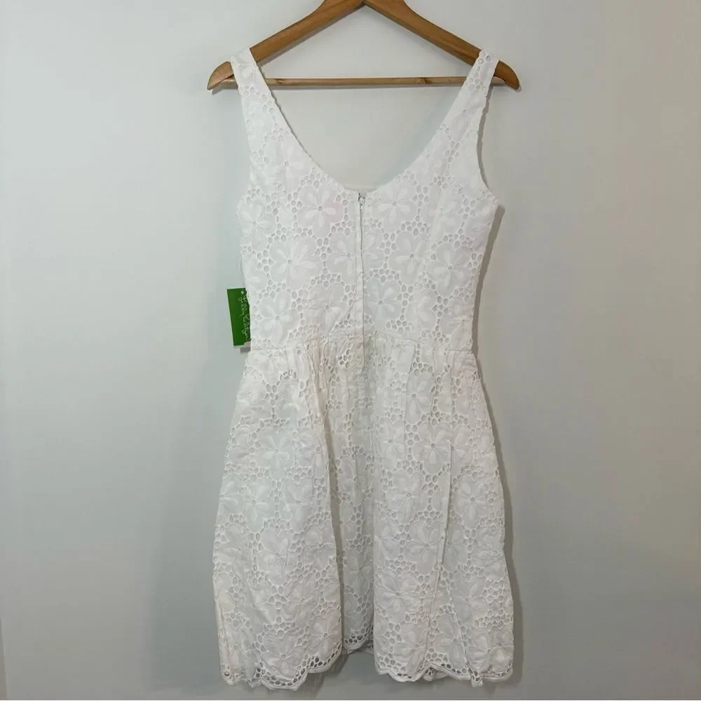 Lilly Pulitzer Calhoun Scoop Neck Resort White Charleston Eyelet Dress NWT 6